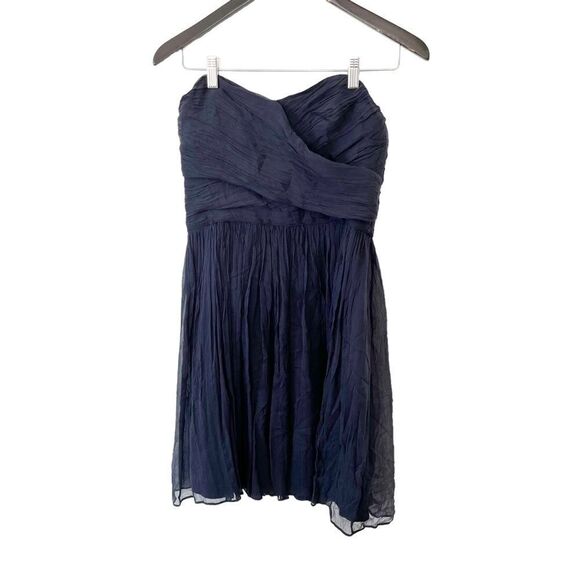 J. Crew Navy “Arabella” Silk Chiffon Sweetheart Neckline Strapless Party Dress - Picture 2 of 8